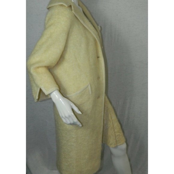 Roos Atkins Coat Ivory Curly Boucle Wool 1960 Jacket Bell Sleeves Size Medium - Picture 5 of 12